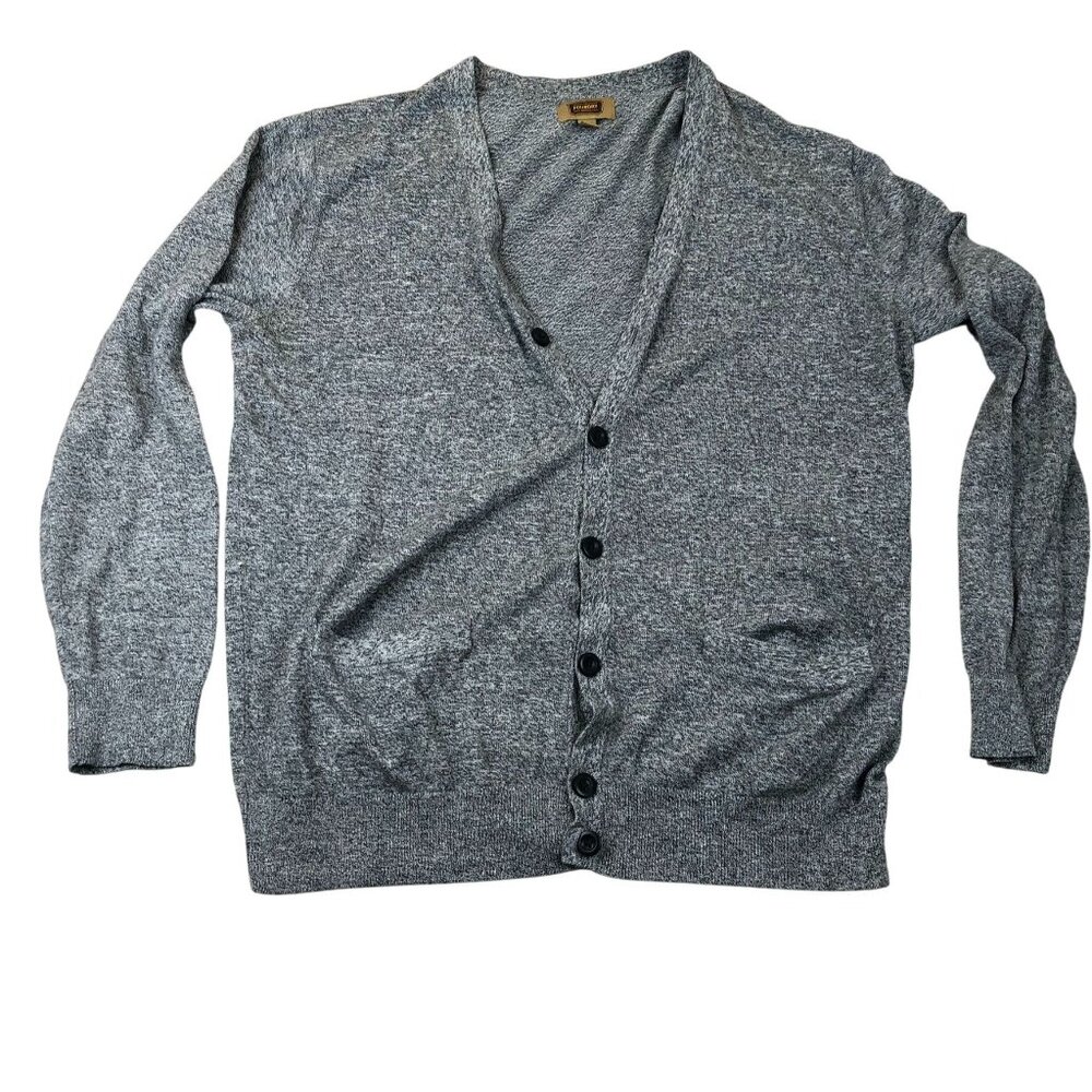 The Foundry Mens Cardigan Sweater Size XLT Heather Gray Button-Up V-Neck Knit